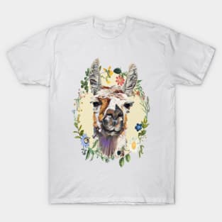 Llama -  Floral T-Shirt